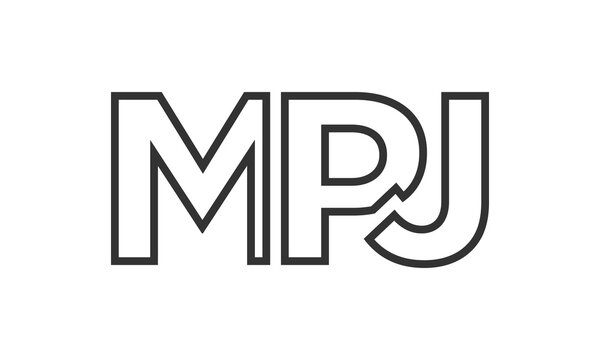 MPJ logo design template with strong and modern bold text. Initial based vector logotype featuring simple and minimal typography. Trendy company identity.