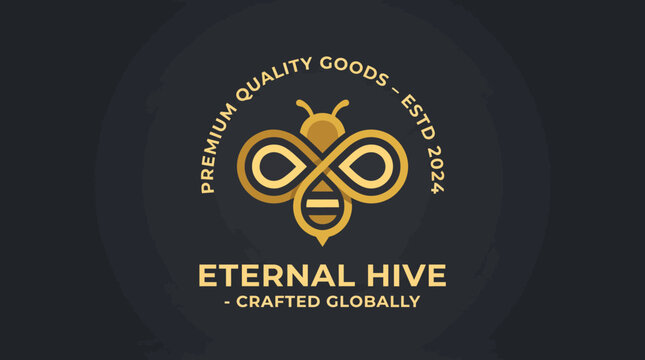 A modern logo design encapsulating the essence of premium quality goods with a creative fusion of nature's elements and a bee symbol to signify harmony and sustainability.