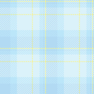 Subtle plaid pattern in soft blue and yellow. Versatile textile design for backgrounds, apparel, and graphic projects. Adds a gentle, classic touch.