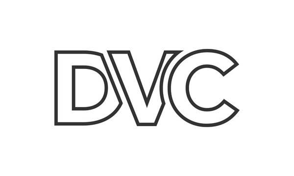 DVC logo design template with strong and modern bold text. Initial based vector logotype featuring simple and minimal typography. Trendy company identity.