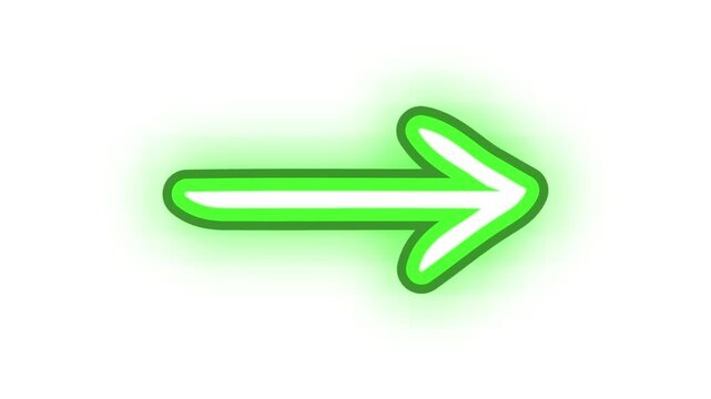 A black arrow pointing to the right on a green background