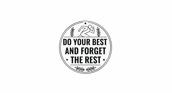 Motivational running graphic with text, laurel leaves, and stars