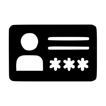 Encrypted Identity : An identification card with the name or details hidden by asterisks, symbolizing data anonymization or ID protection.