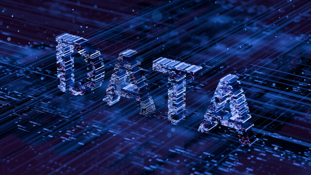 Big data technology Data science analysing artificial intelligence generative AI deep learning machine learning algorithm Neural flow network analytics innovation abstract futuristic. 3d rendering.