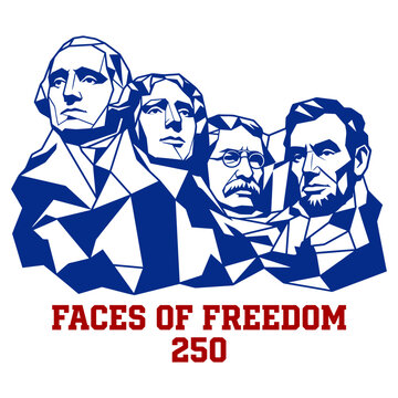 USA 250th Anniversary Faces of Freedom Mount Rushmore Illustration