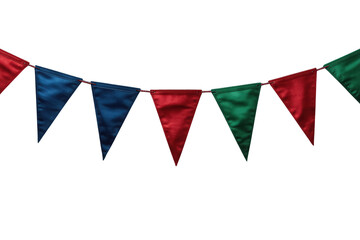 Fototapeta premium Colorful bunting flags creating festive garland, celebrating party, carnival, and events with triangular flag banner decorations