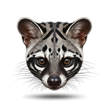 Intricate digital portrait of a common genet showcasing its unique spotted fur