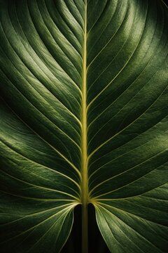 Lush green leaf texture closeup