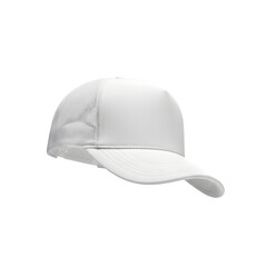 Fototapeta premium Casual trucker hat with smooth front panel and mesh back, perfect blank canvas for branding, fashion, and lifestyle designs isolated on white or transparent background. PNG format.
