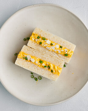 Japanese egg salad sandwich, Tamago sando, top view