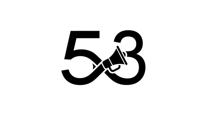 Number Fifty Three With Megaphone Icon.