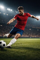 Naklejka premium Dynamic soccer player in action.