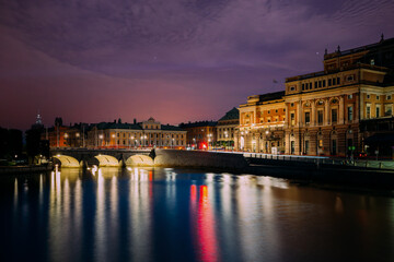 Naklejka premium Royal Swedish Opera House Illuminated at Night