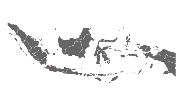 Indonesia detailed Jakarta map shape, Flat web graphic concept icon symbol vector illustration .