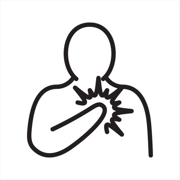 Chest Tightness Line Icon - Anxiety Physical Symptom