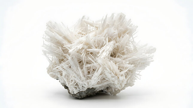 Intricate formation of white acicular crystal needles, a captivating geological mineral specimen exhibiting unique structure and texture