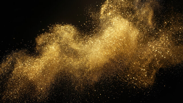 high resolution PNG, 300 DPI, transparent background, gold shimmer dust cloud, glowing effect