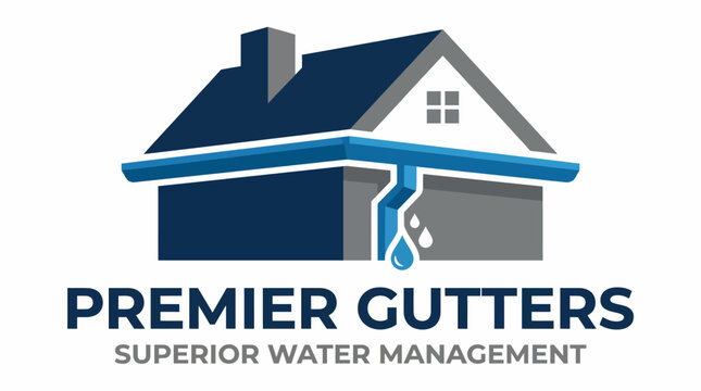 A professional and clean logo design featuring a house and water management theme, ideal for companies providing gutter or water management services.