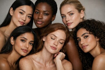 Obraz premium Diverse beauty embracing natural elegance.