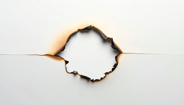 Burned hole in white paper