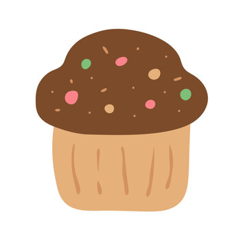 cupcake dessert hand drawn vector illustration