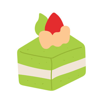 matcha cake dessert hand drawn vector illustration
