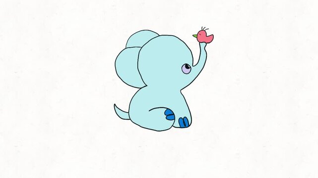 
Cute Blue Elephant Transforming with Bird and Fruits Creative Seamless Loop Animation
