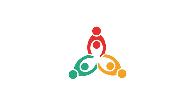A colorful logo of three people connected.