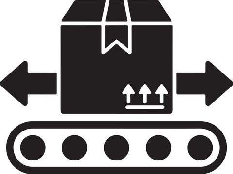 Package Conveyor Belt Shipping Logistics Vector Icon