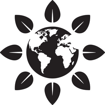 Global Eco Leaves Earth Nature Sustainability Vector Icon
