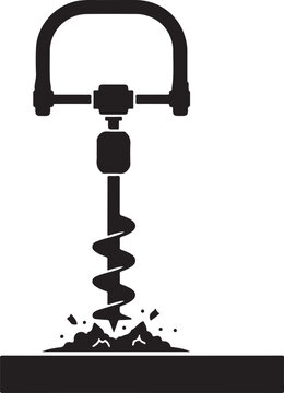 Hand Auger Drill Tool Ground Digging Vector Icon