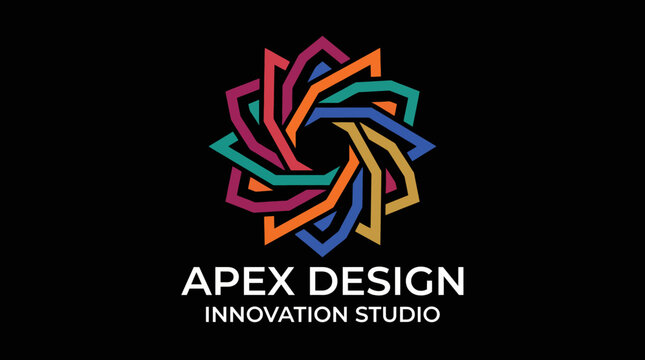 This vibrant logo features a colorful swirl, representing creativity, modern design principles, and the innovative spirit of a design studio focused on fresh concepts.