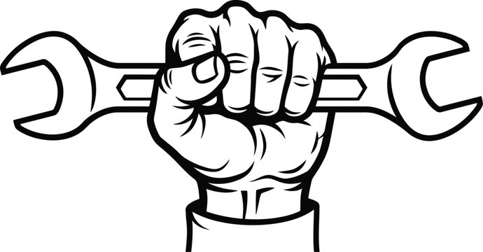 Hand holding a wrench