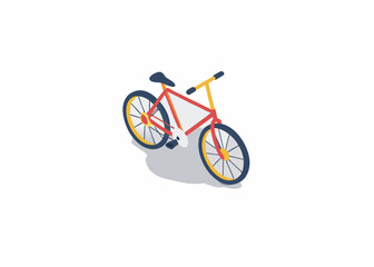 Fototapeta premium Isometric illustration of a red and yellow bicycle with dark wheels