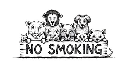 Fototapeta premium Animals oppose no smoking sign.
