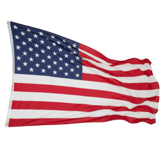Obraz premium Waving american flag with metal grommets isolated on a transparent background
