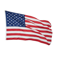 Fototapeta premium Waving american flag with stars and stripes isolated on a transparent background