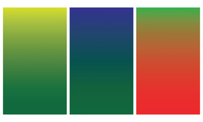 Fototapeta premium Set of Three Vertical Abstract Gradient Backgrounds with Smooth Transitions from Vibrant Lime Green to Deep Forest, Royal Blue to Emerald, and Lush Green to Ruby Red for Modern Digital UI
