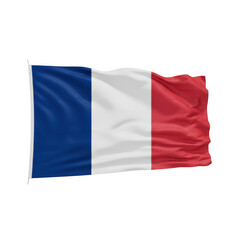 Obraz premium Waving flag of france with vertical tricolor stripes isolated on a transparent background