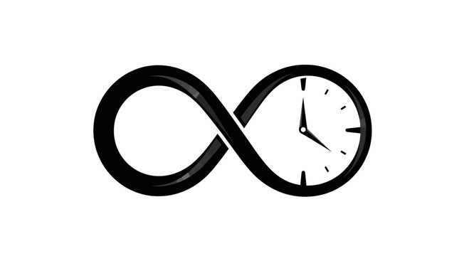 Infinity symbol with clock face design.