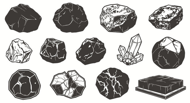 Realistic Mineral Ores and Gemstone Collection