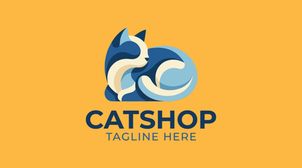 A visually pleasing logo for Catshop, featuring a sleek cat silhouette and bold typography, embodying the essence of feline beauty and shop identity. © Zhoupeng