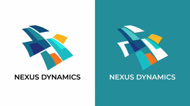 An abstract and modern logo representing movement and innovation, suitable for technology companies, featuring vibrant shapes and colors that convey dynamism and creativity.
