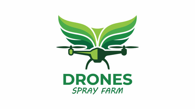 This image features a modern logo design depicting a drone with wings, symbolizing agricultural innovation and environmentally friendly farming practices.