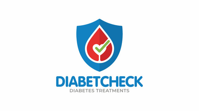 This logo effectively combines a shield with a droplet and checkmark, symbolizing safety and reliability in diabetes management treatments, tailored for health services.