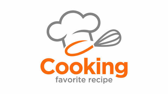 A vibrant logo for Cooking featuring a chef's hat and whisk, conveying culinary creativity, deliciousness, and the joy of cooking favorite recipes in an engaging visual style.