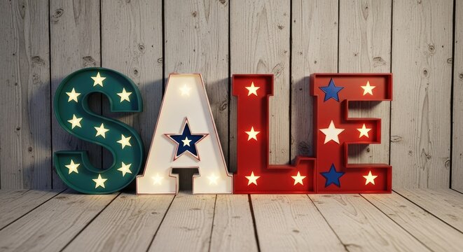 Labor day celebration festive 'love' marquee with stars and stripes for american workers' holiday