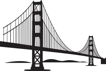 Fototapeta premium Golden Gate Bridge silhouette on transparent background for landmark and travel graphics.