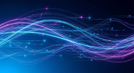 Abstract Digital Light Waveforms and Neon Lines. © Minatullohilmalikil
