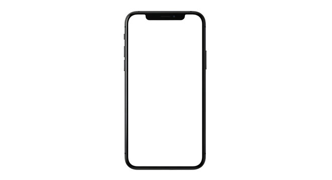 A black outline of a smartphone PNG isolated on transparent background